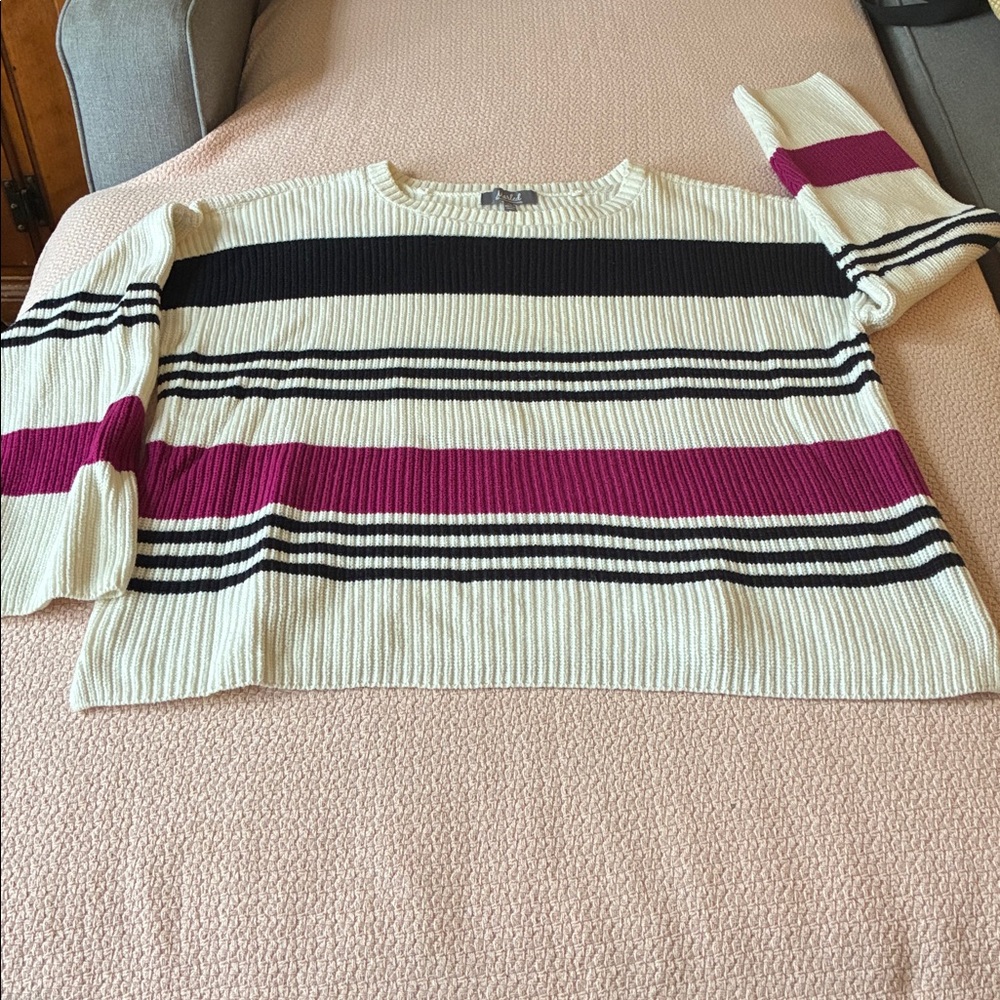 Marbled Cream Ribbed Knit Sweater - Picture 2 of 15